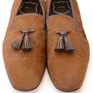 Tom Ford brown calf hair tassel shoes L12 R11.5